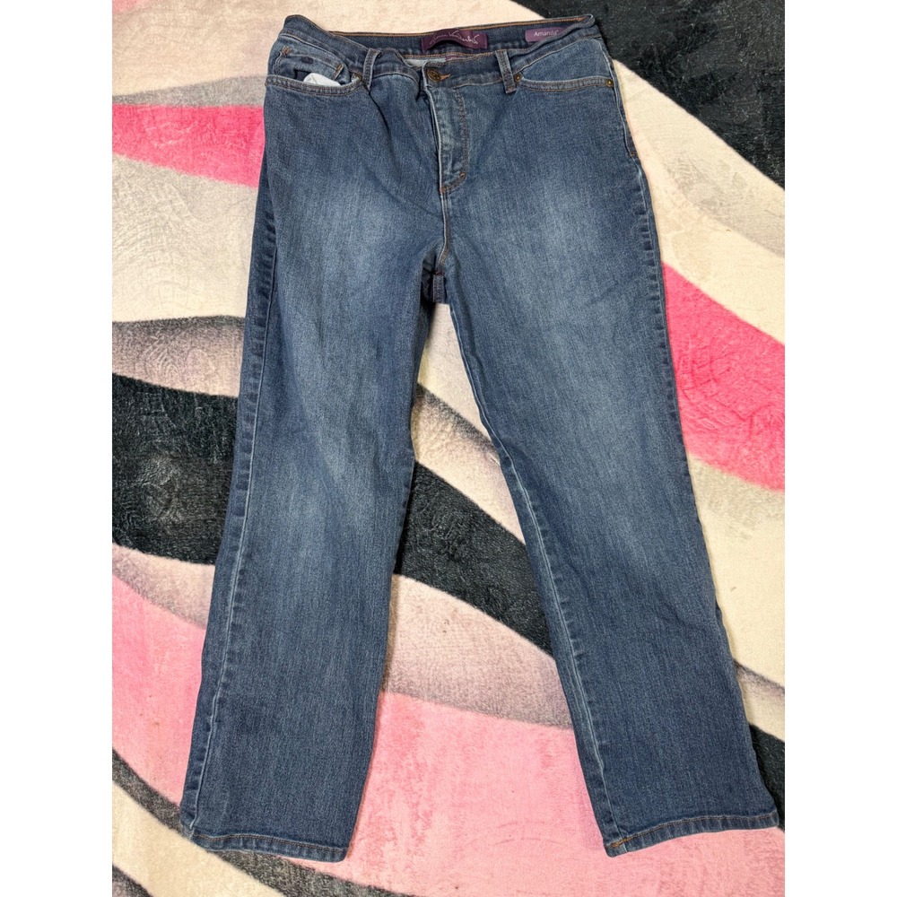 Gloria Vanderbilt Amanda Jeans Womens 12P Blue Denim High Rise Straight Leg
